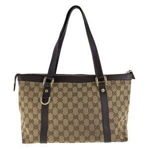 Gucci Bag GG Shoulder Brown Canvas Leather Tote